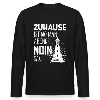 North is home where you say Moin in the evening - Men's Premium Organic Long Sleeve Shirt - black - Front - Nico (187cm)