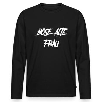 Böse alte Frau Totenkopf Camouflage Tarnmuster - Männer Premium Bio Langarmshirt - Schwarz - Vorne - Nico (187cm)