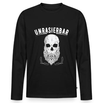 Unrasierbar Bärtiger Mann Totenkopf Mann mit Bart - Männer Premium Bio Langarmshirt - Schwarz - Vorne - Nico (187cm)