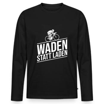 Waden statt Laden Radfahrer Mountainbiker Fahrrad - Männer Premium Bio Langarmshirt - Schwarz - Vorne - Nico (187cm)