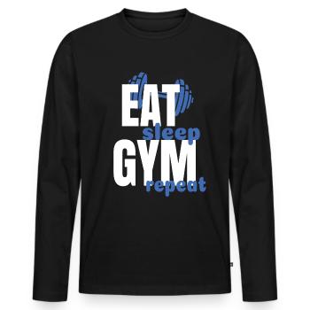 Sport Sportler Bodybuilder Fitnesstudio - Männer Premium Bio Langarmshirt - Schwarz - Vorne - Nico (187cm)