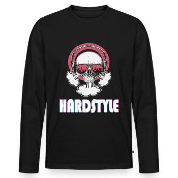 Hardstyle music tête de mort avec lunettes de soleil - T-shirt manches longues Premium bio Homme - noir - Devant - Nico (187cm)