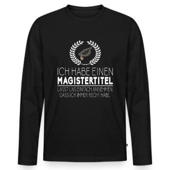 Magistertitel Magister Hut Abschluss Absolvent - Männer Premium Bio Langarmshirt - Schwarz - Vorne - Nico (187cm)