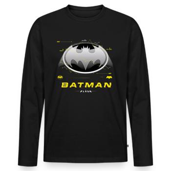 The Flash Logo Batman Classique En Gris - T-shirt manches longues Premium bio Homme - noir - Devant - Nico (187cm)