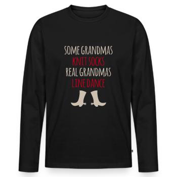 Linedance Line Dance Grand-mère Danse de couple Danse de couple - T-shirt manches longues Premium bio Homme - noir - Devant - Nico (187cm)
