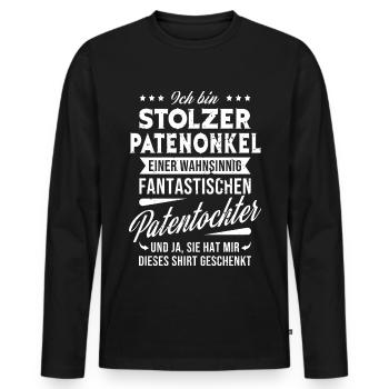 Stolzer Patenonkel einer Patentochter - Männer Premium Bio Langarmshirt - Schwarz - Vorne - Nico (187cm)