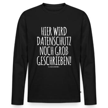 Hier wird Datenschutz noch groß geschrieben DSB - Männer Premium Bio Langarmshirt - Schwarz - Vorne - Nico (187cm)