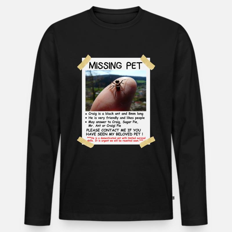 Missing Pet Ant - Men's Premium Organic Long Sleeve Shirt - black