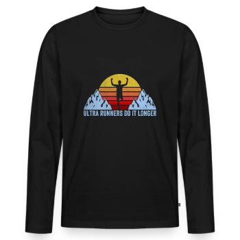 Ultramarathon Ultra Runner Jogging Running 100 km - Men's Premium Organic Long Sleeve Shirt - black - Front - Nico (187cm)