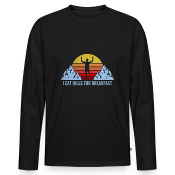 Ultramarathon Ultra Runner Jogging Running 100 km - Men's Premium Organic Long Sleeve Shirt - black - Front - Nico (187cm)
