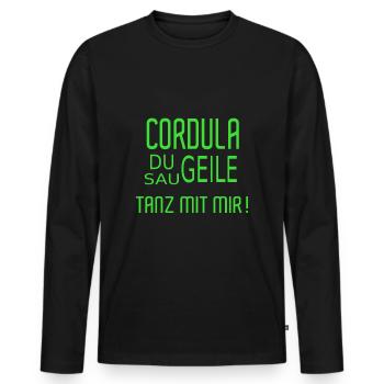Cordual Kostüm Geschenkidee - Männer Premium Bio Langarmshirt - Schwarz - Vorne - Nico (187cm)