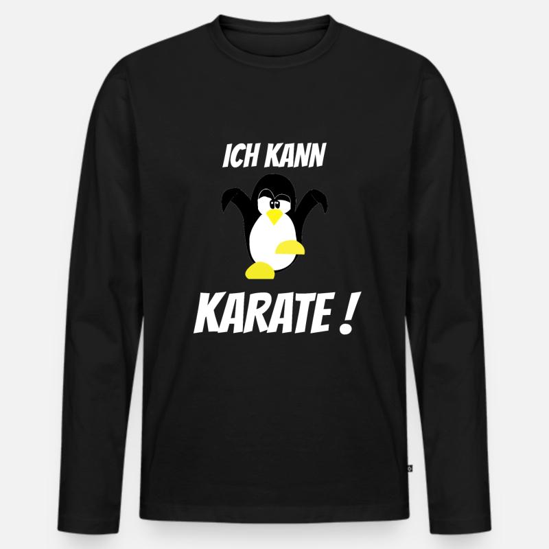 Pinguin Damen Geschenkidee lustiger Spruch - Männer Premium Bio Langarmshirt - Schwarz