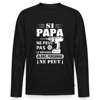 Papa Bricoleur - T-shirt manches longues Premium bio Homme - noir - Devant - Nico (187cm)