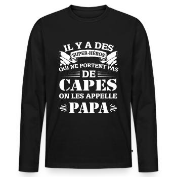 Papa Super-héros - T-shirt manches longues Premium bio Homme - noir - Devant - Nico (187cm)