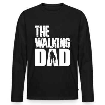The walking dad - T-shirt manches longues Premium bio Homme - noir - Devant - Nico (187cm)