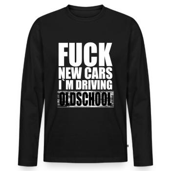 Old school and vintage cars sayings gifts - Men's Premium Organic Long Sleeve Shirt - black - Front - Nico (187cm)