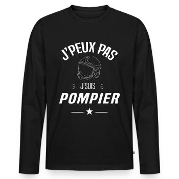 J'peux pas je suis pompier - sapeur pompier - T-shirt manches longues Premium bio Homme - noir - Devant - Nico (187cm)