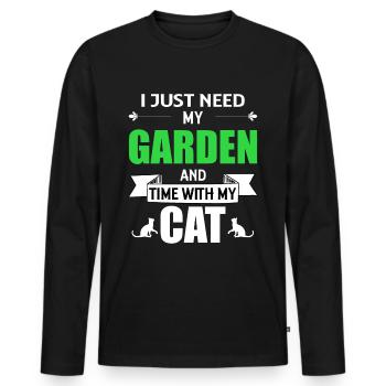 Cadeau d'amant de chat de jardinier de chat de jardin - T-shirt manches longues Premium bio Homme - noir - Devant - Nico (187cm)