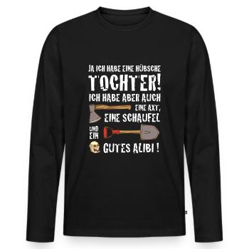 OUI J’AI UNE JOLIE FILLE DE DRÔLES DE SORT - T-shirt manches longues Premium bio Homme - noir - Devant - Nico (187cm)