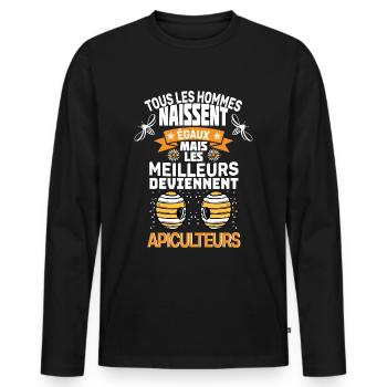 Das beste Geschenk für Imker - Männer Premium Bio Langarmshirt - Schwarz - Vorne - Nico (187cm)