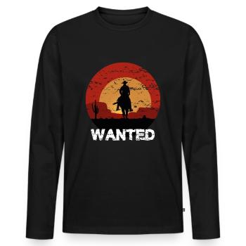 Cowboy Western Wild West Sonnenuntergang - Männer Premium Bio Langarmshirt - Schwarz - Vorne - Nico (187cm)