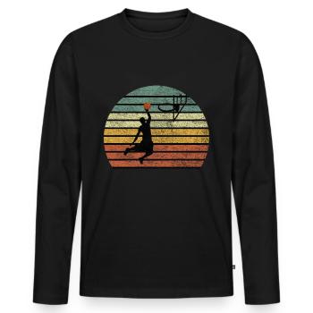 Basket-ball rétro Vintage Slam Dunk cadeau - T-shirt manches longues Premium bio Homme - noir - Devant - Nico (187cm)