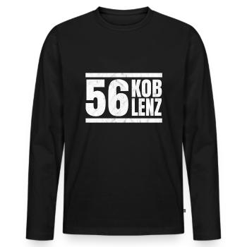 Koblenz 56 - Men's Premium Organic Long Sleeve Shirt - black - Front - Nico (187cm)