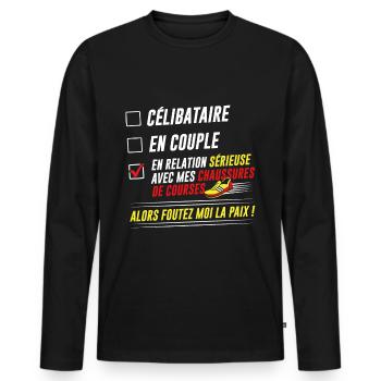 Humour Running Course à pied Cadeau - T-shirt manches longues Premium bio Homme - noir - Devant - Nico (187cm)