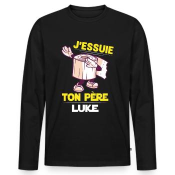 J'essuie ton père - T-shirt manches longues Premium bio Homme - noir - Devant - Nico (187cm)