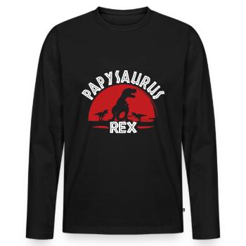 Papysaurus Grandpa T-rex Dinosaur Grandpa - Men's Premium Organic Long Sleeve Shirt - black - Front - Nico (187cm)