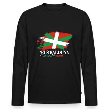Euskalduna izateaz harro - Fier d'être basque - T-shirt manches longues Premium bio Homme - noir - Devant - Nico (187cm)