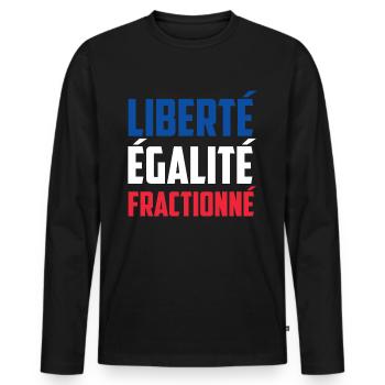Liberté égalité fractionné - Devise entraînement - T-shirt manches longues Premium bio Homme - noir - Devant - Nico (187cm)