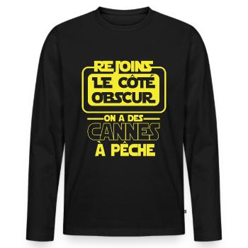 Rejoins le côté obscur - star-wars pêche pêcheur - T-shirt manches longues Premium bio Homme - noir - Devant - Nico (187cm)