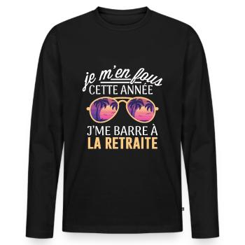 J'me barre à la retraite - Futur Retraité Cadeau - T-shirt manches longues Premium bio Homme - noir - Devant - Nico (187cm)