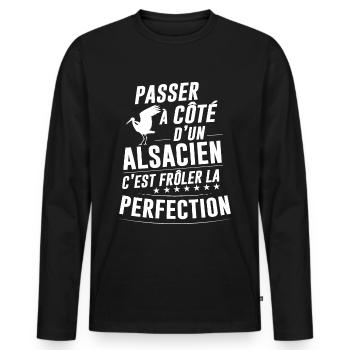 Alsace Alsacien Humour Parfait Idée Cadeau - T-shirt manches longues Premium bio Homme - noir - Devant - Nico (187cm)
