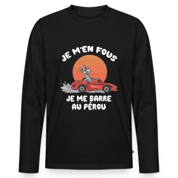 j'me barre au Pérou - humour lama cadeau - T-shirt manches longues Premium bio Homme - noir - Devant - Nico (187cm)