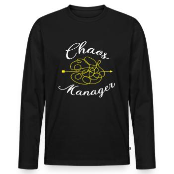 Chaos Manager - Men's Premium Organic Long Sleeve Shirt - black - Front - Nico (187cm)