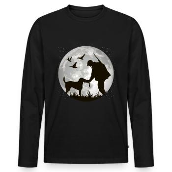 Chasseur avec chiens pour chasseurs chasse et cadeau de chasse - T-shirt manches longues Premium bio Homme - noir - Devant - Nico (187cm)