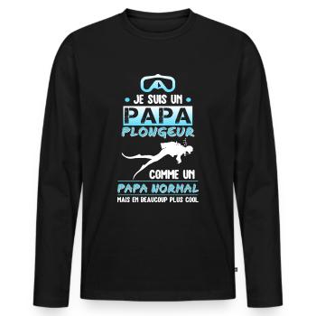 papa plongeur cadeau plongée sous marine - T-shirt manches longues Premium bio Homme - noir - Devant - Nico (187cm)