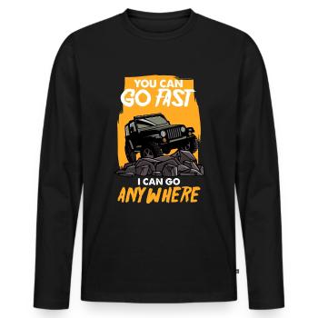 Geländewagen 4x4 Geländewagen Cross Spruch - Männer Premium Bio Langarmshirt - Schwarz - Vorne - Nico (187cm)