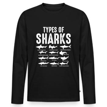 Haie Weißer Hammerhai Marine Bio-Spruch - Männer Premium Bio Langarmshirt - Schwarz - Vorne - Nico (187cm)