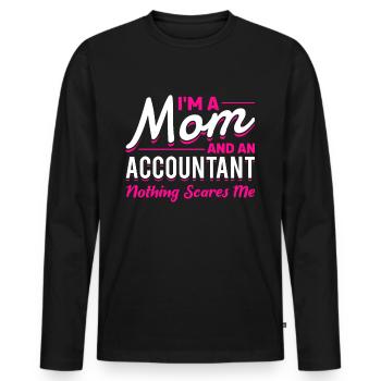 Femmes maman comptable comptabilité plus drôle - T-shirt manches longues Premium bio Homme - noir - Devant - Nico (187cm)
