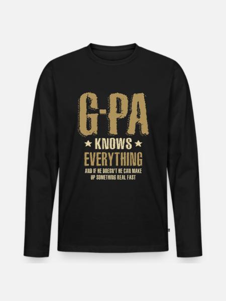 G-Pa weet alles - papa en opa grappig - Mannen Premium Bio shirt met lange mouwen - zwart