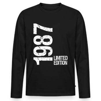 1987 Édition limitée - T-shirt manches longues Premium bio Homme - noir - Devant - Nico (187cm)