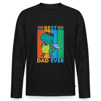 Best Dad promoted Daddy Dad in 2023 - Men's Premium Organic Long Sleeve Shirt - black - Front - Nico (187cm)