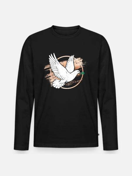 Friedenstaube - Männer Premium Bio Langarmshirt - Schwarz
