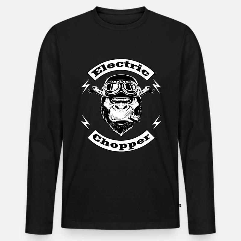 Electric Chopper | wütender Biker Affe - Männer Premium Bio Langarmshirt - Schwarz