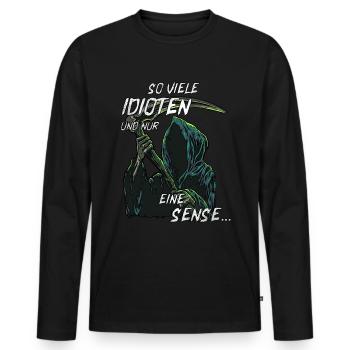 schwarzer Humor, witziges Sensenmann, Geschenk - Männer Premium Bio Langarmshirt - Schwarz - Vorne - Nico (187cm)
