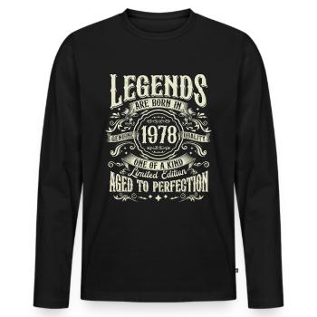 Né en 1978 Legends Vintage Anniversaire - T-shirt manches longues Premium bio Homme - noir - Devant - Nico (187cm)