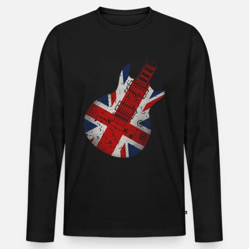 Union Jack Guitar - Men's Premium Organic Long Sleeve Shirt - black